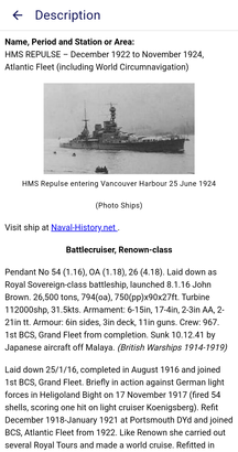 H.M.S. Repulse description page